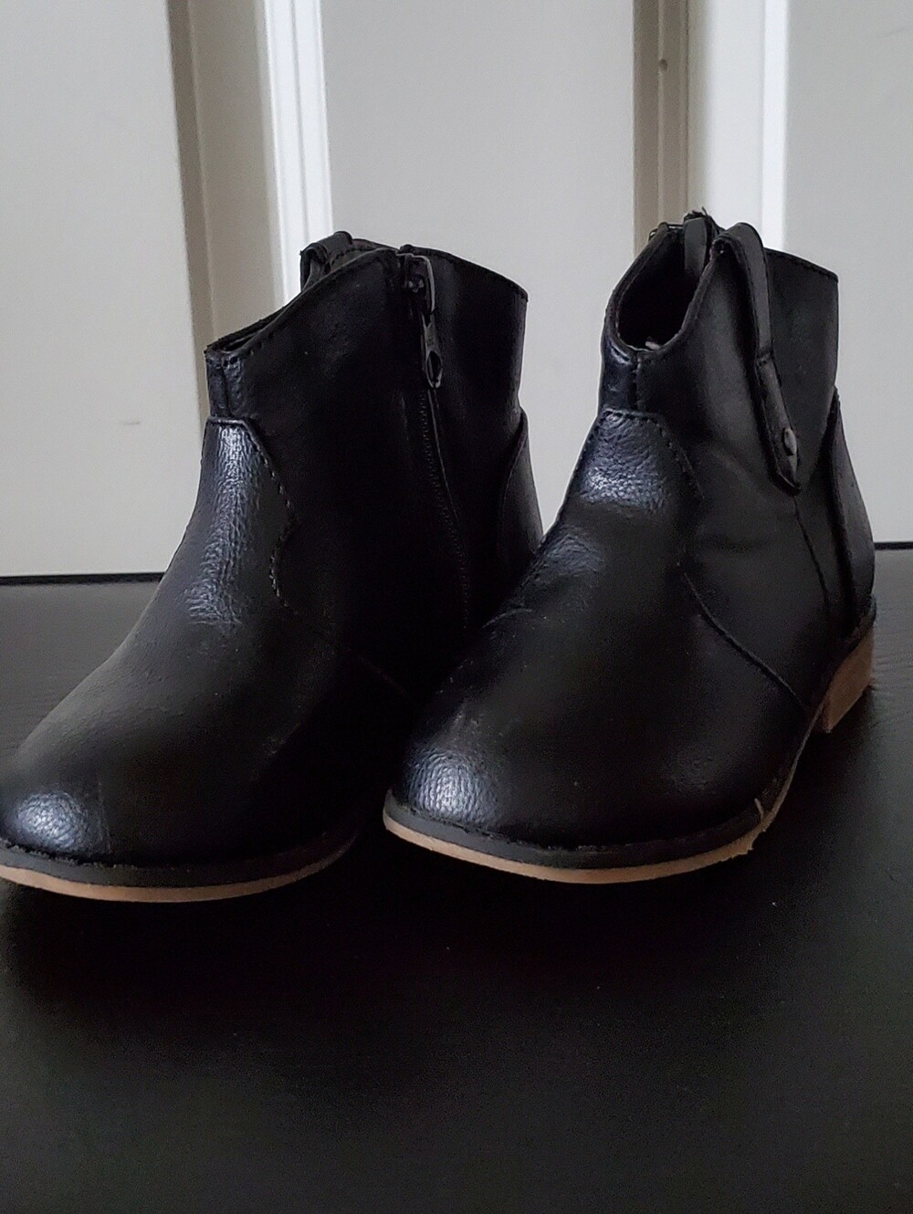 Little Girl's Basic Black Zip Up Ankle Boots